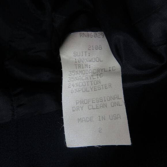 Noviello 1990s Vintage Blue Blazer Jacket with Fur Collar Formal Twee Small - Picture 8 of 8